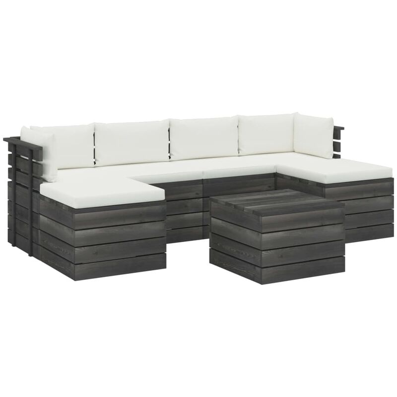 

Muebles de palets para jardín 7 pzas cojines madera maciza pino