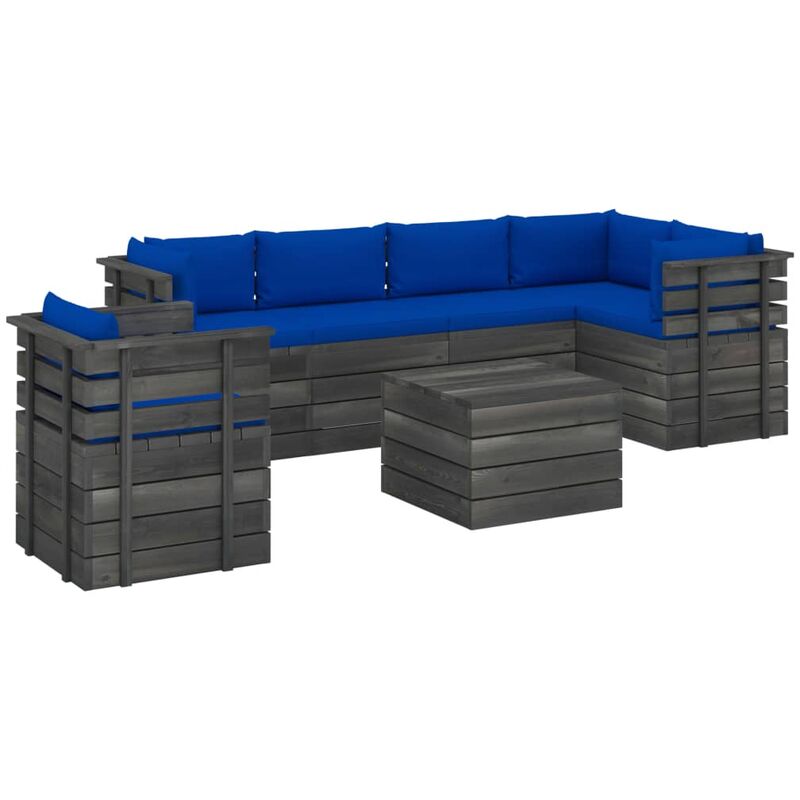 

Muebles de palets para jardín 7 pzas cojines madera maciza pino
