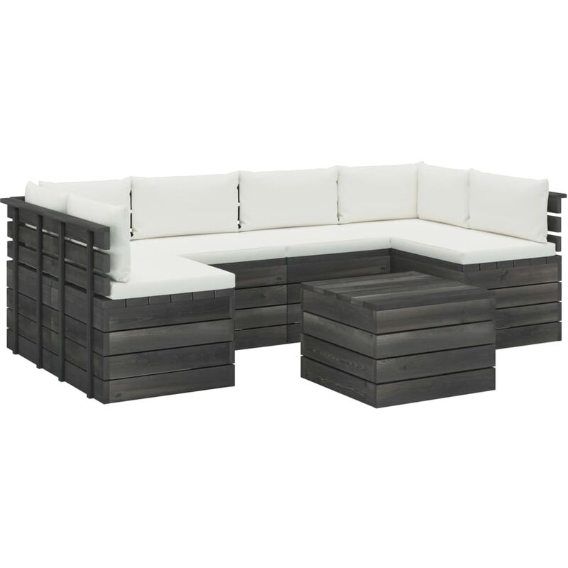 

Muebles de palets para jardín 7 pzas cojines madera maciza pino