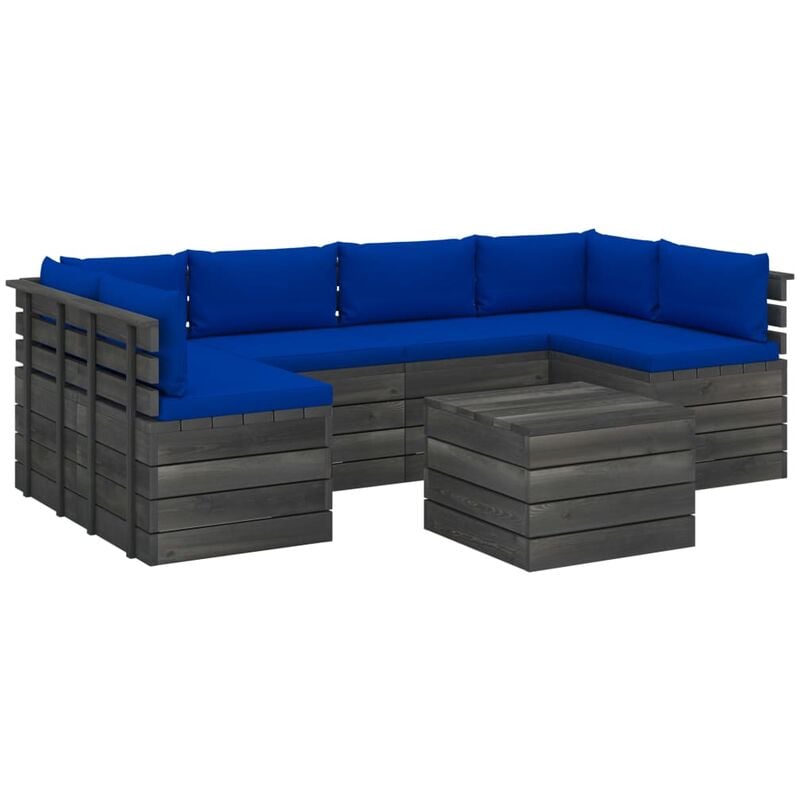 

Muebles de palets para jardín 7 pzas cojines madera maciza pino