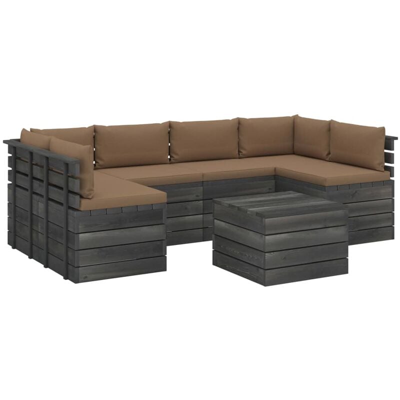 

Muebles de palets para jardín 7 pzas cojines madera maciza pino