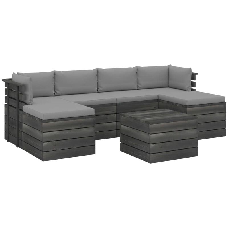 

Muebles de palets para jardín 7 pzas cojines madera maciza pino