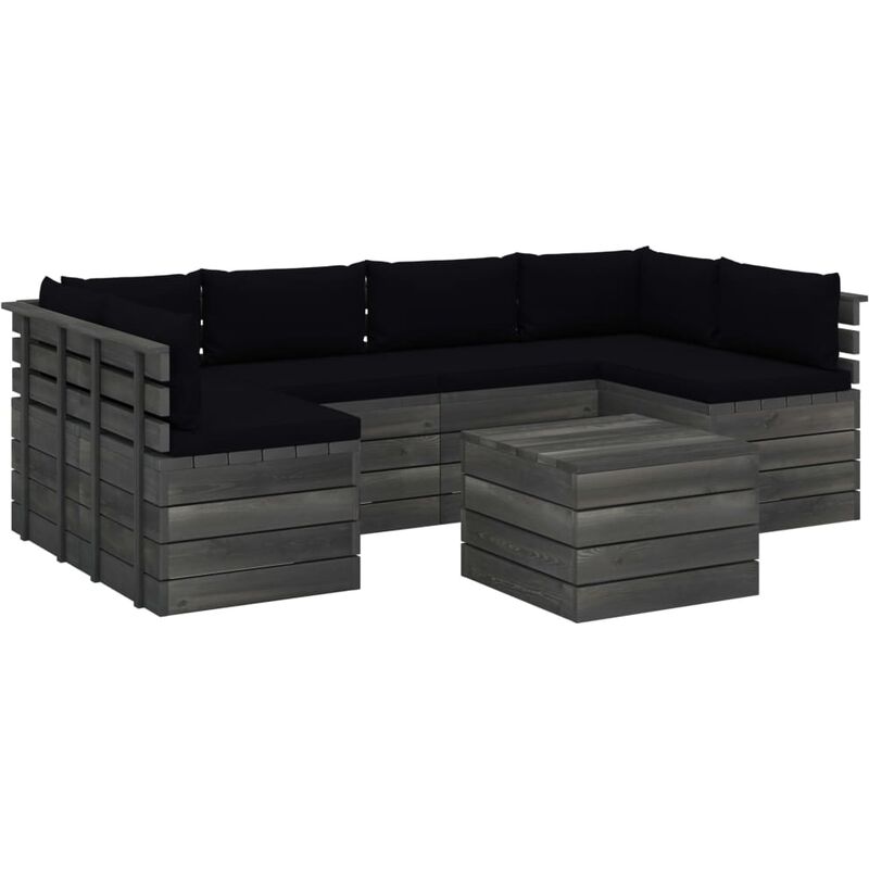 

Muebles de palets para jardín 7 pzas cojines madera maciza pino