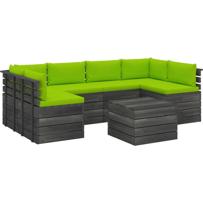 

Muebles de palets para jardín 7 pzas cojines madera maciza pino