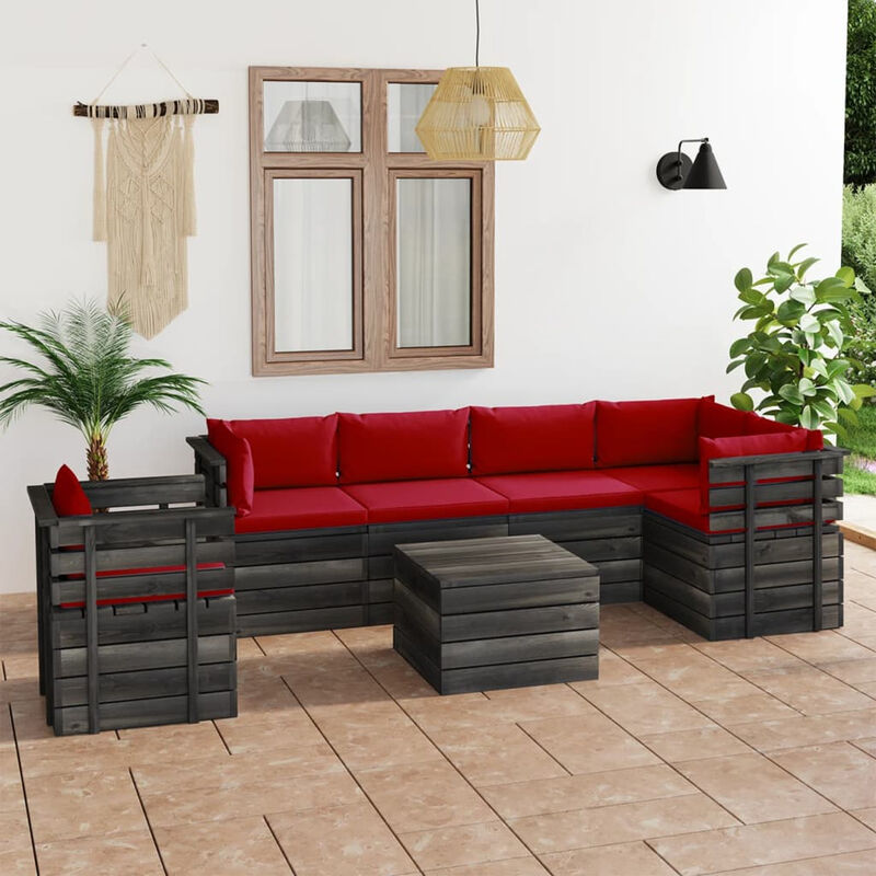 

Muebles de palets para jardin 7 pzas cojines madera maciza pino