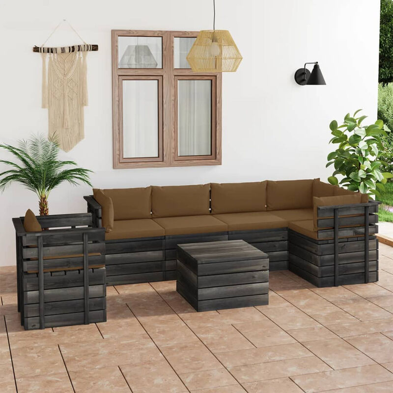 

Muebles de palets para jardin 7 pzas cojines madera maciza pino