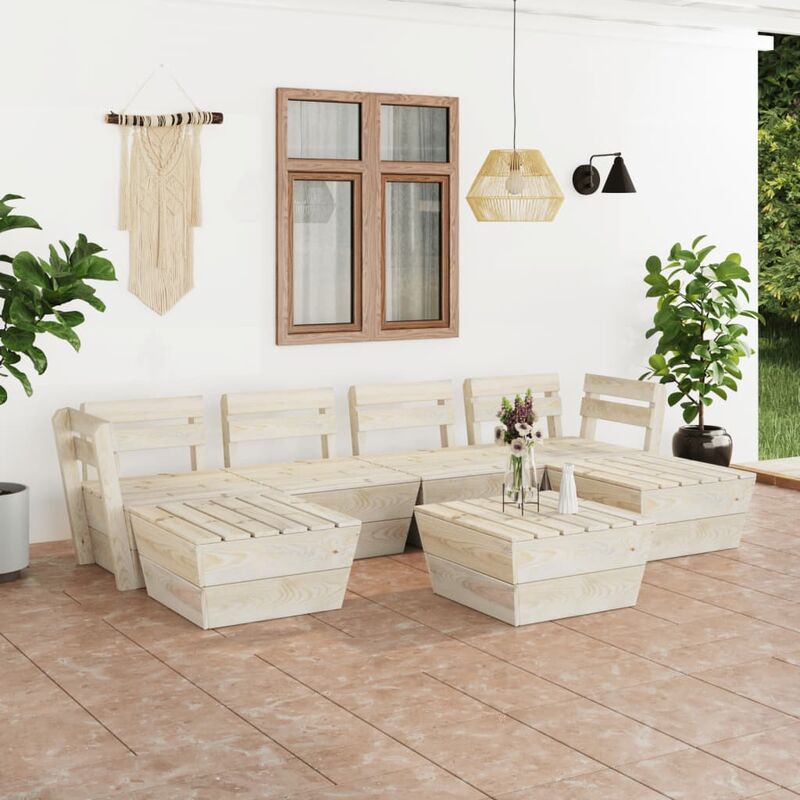 

Muebles de palets para jardín 7 pzas madera de abeto impregnada