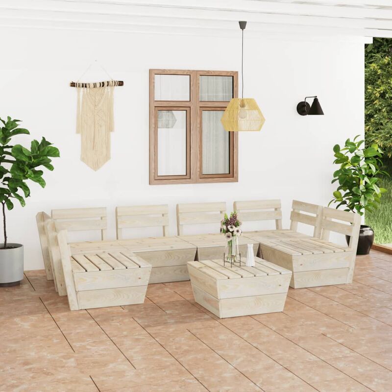 

Muebles de palets para jardín 7 pzas madera de abeto impregnada