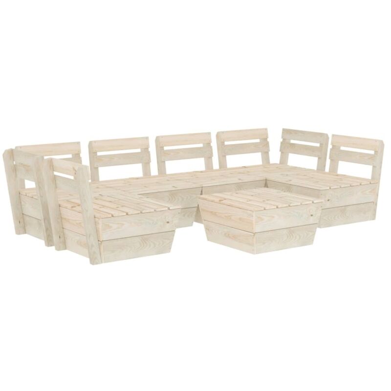 

vidaXL Muebles de palets para jardín 7 pzas madera de abeto impregnada - Beige