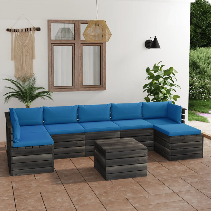 

Muebles de palets para jardin 8 pzas cojines madera maciza pino