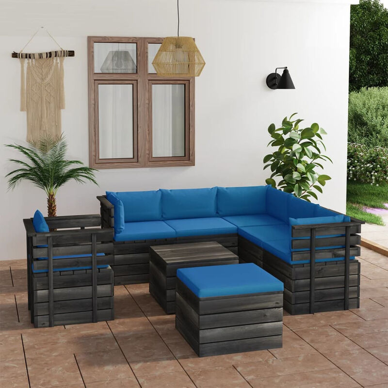 

Muebles de palets para jardin 8 pzas cojines madera maciza pino