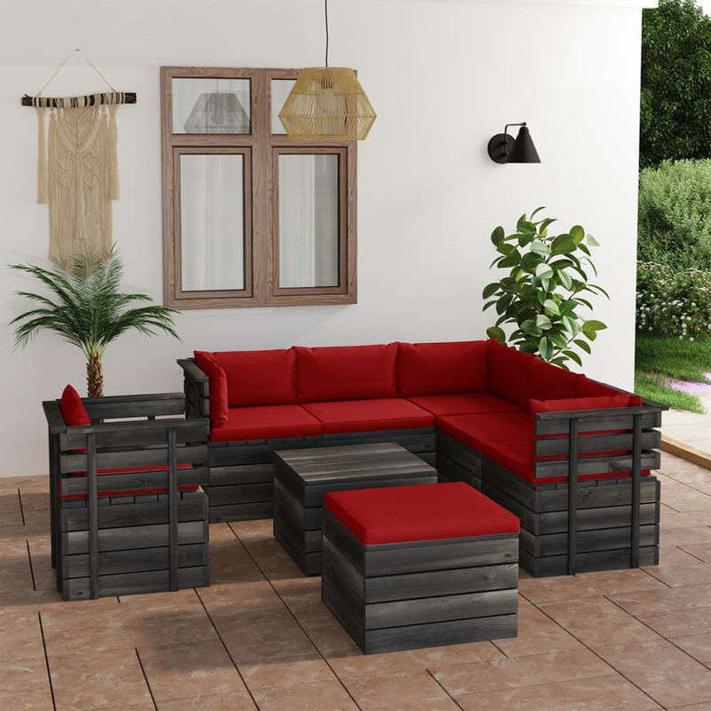 

Muebles de palets para jardin 8 pzas cojines madera maciza pino