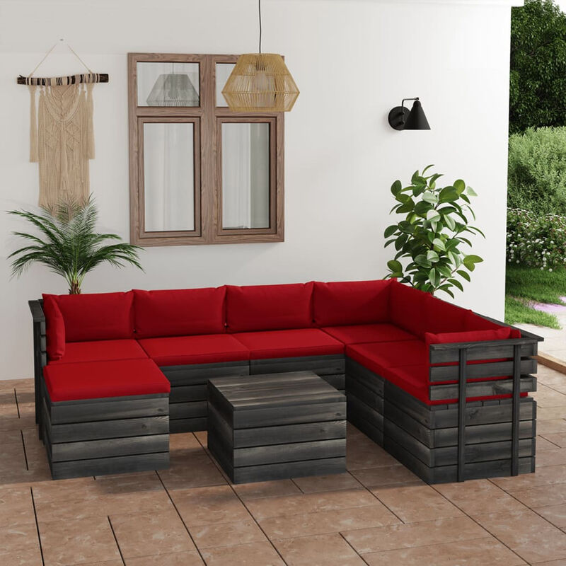 

Muebles de palets para jardin 8 pzas cojines madera maciza pino