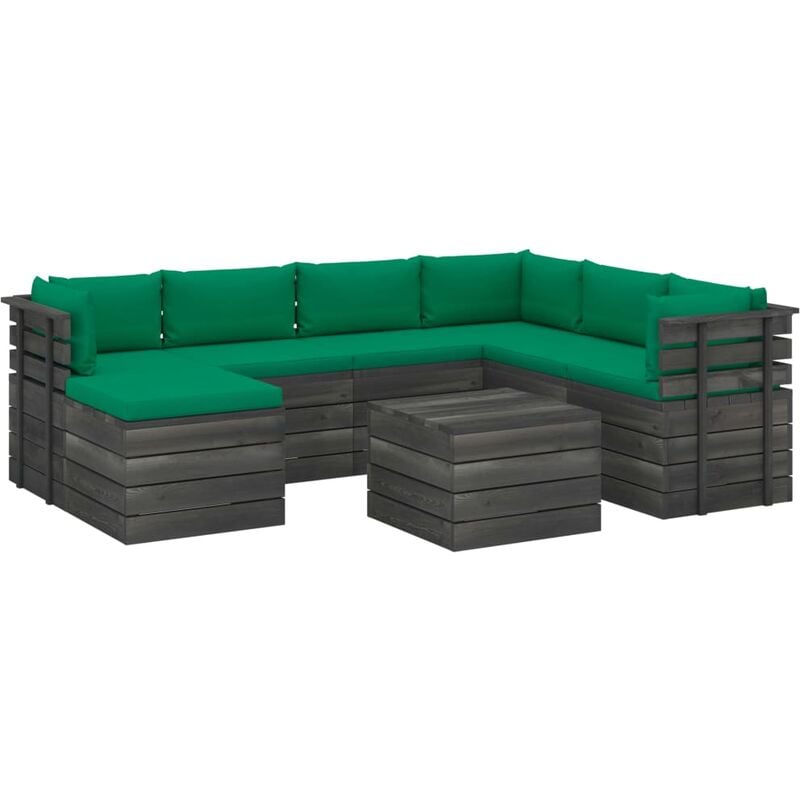 

Muebles de palets para jardín 8 pzas cojines madera maciza pino