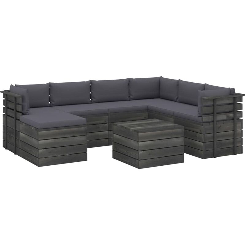 

Muebles de palets para jardín 8 pzas cojines madera maciza pino