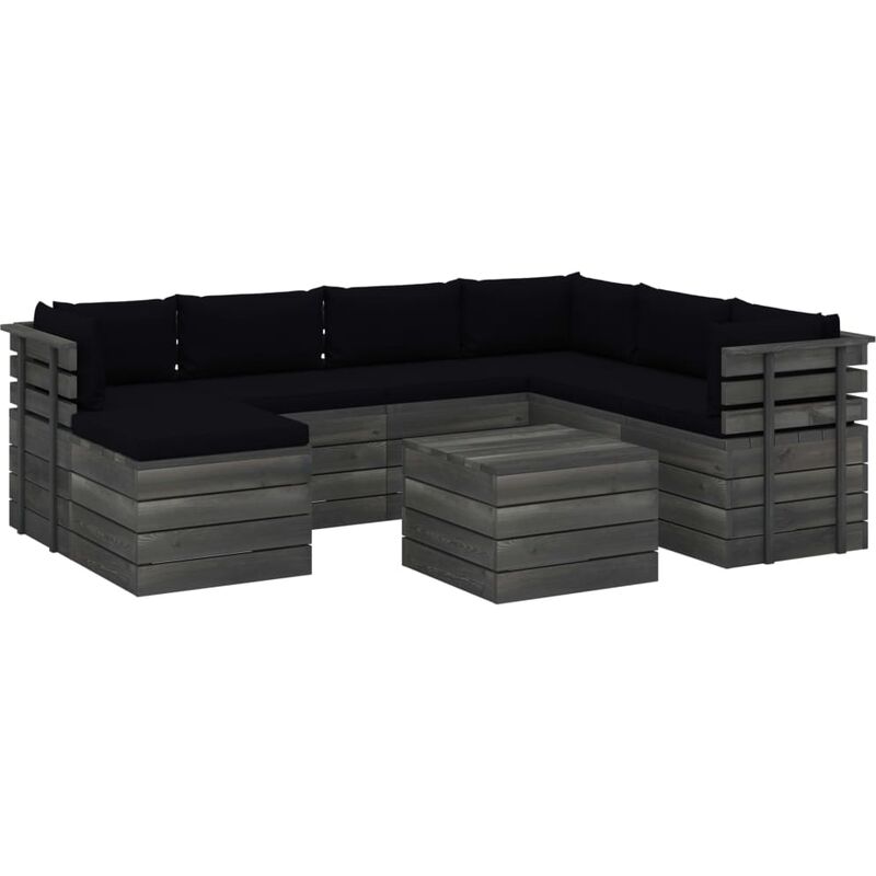

Muebles de palets para jardín 8 pzas cojines madera maciza pino
