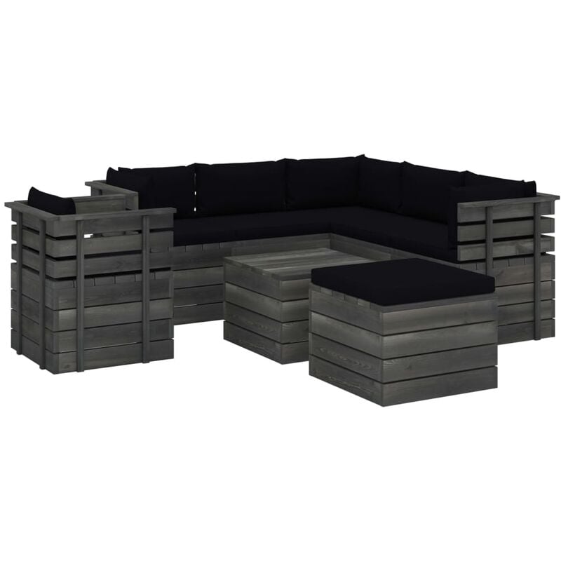 

Muebles de palets para jardín 8 pzas cojines madera maciza pino