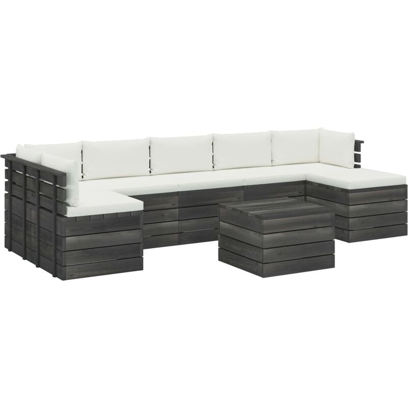 

Muebles de palets para jardín 8 pzas cojines madera maciza pino