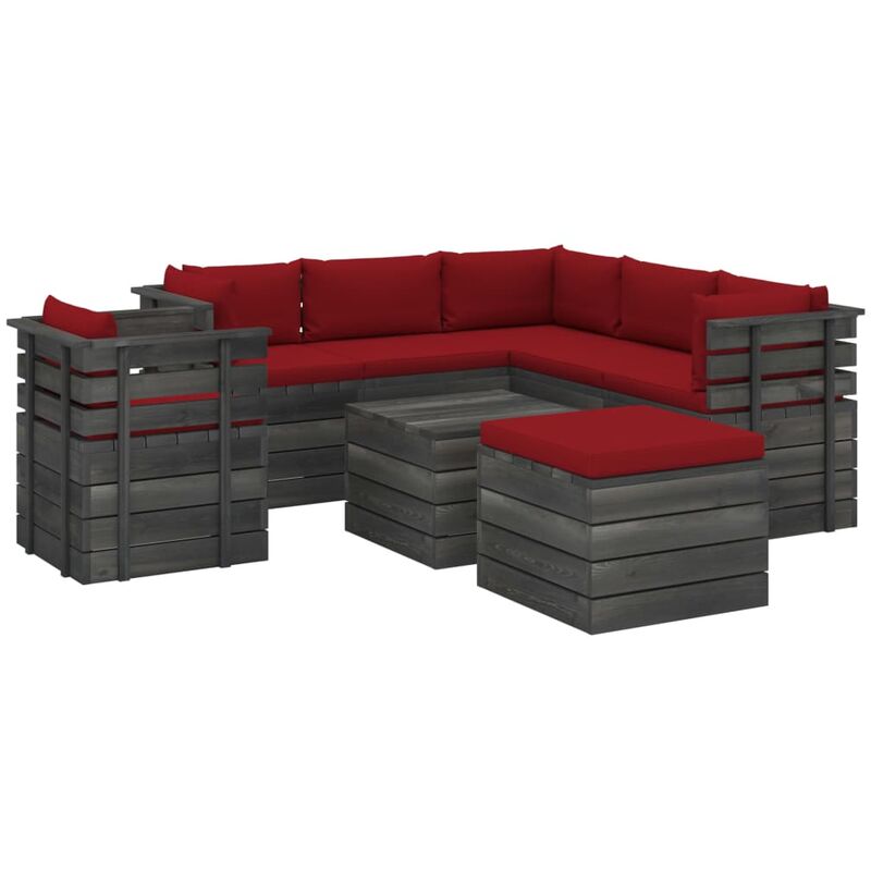 

Muebles de palets para jardín 8 pzas cojines madera maciza pino