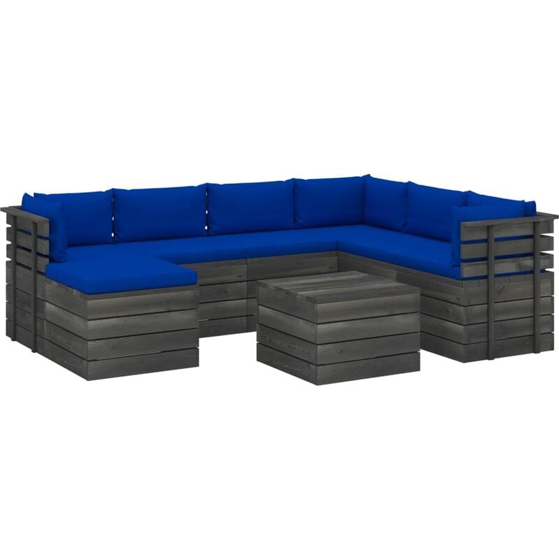

Muebles de palets para jardín 8 pzas cojines madera maciza pino