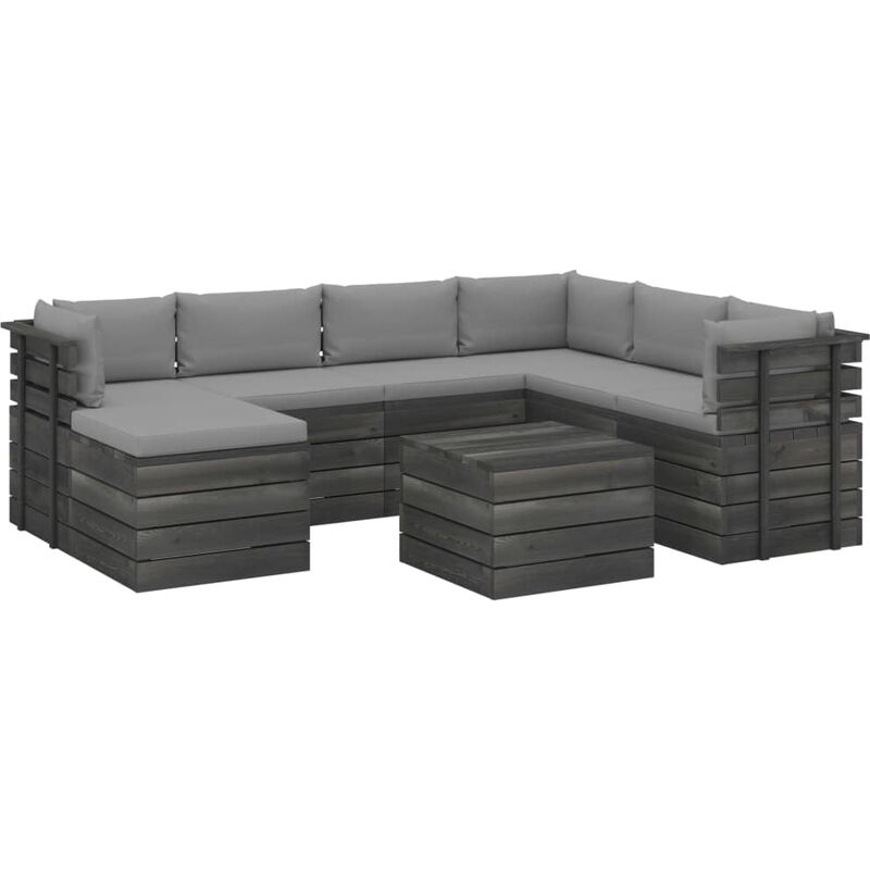 

Muebles de palets para jardín 8 pzas cojines madera maciza pino