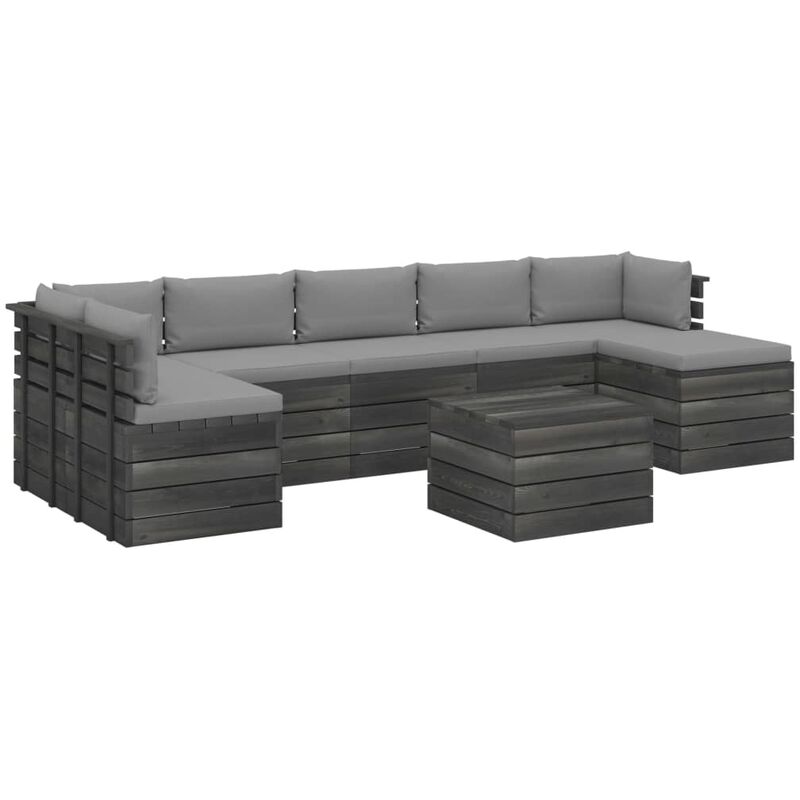 

Muebles de palets para jardín 8 pzas cojines madera maciza pino