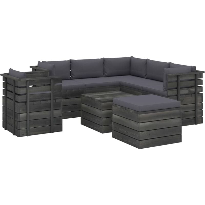 

Muebles de palets para jardín 8 pzas cojines madera maciza pino
