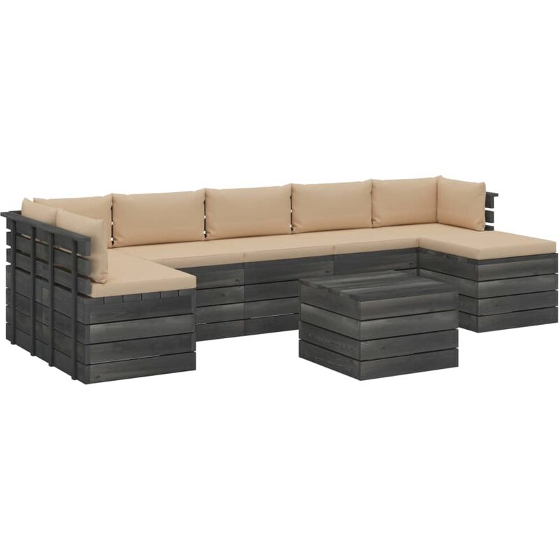 

Muebles de palets para jardín 8 pzas cojines madera maciza pino