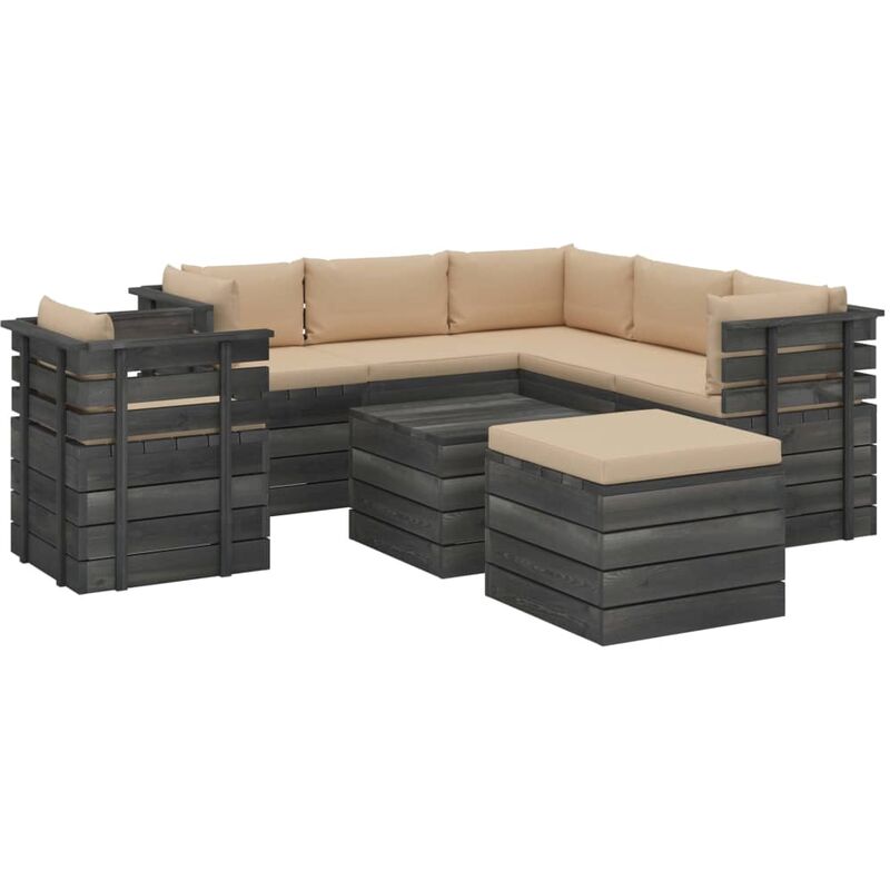 

Muebles de palets para jardín 8 pzas cojines madera maciza pino