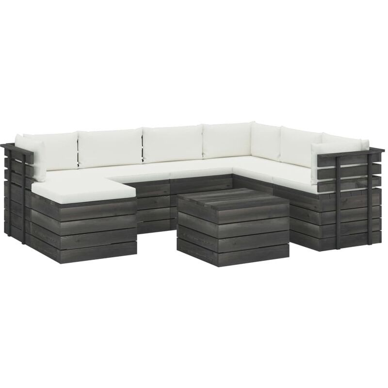 

Muebles de palets para jardín 8 pzas cojines madera maciza pino