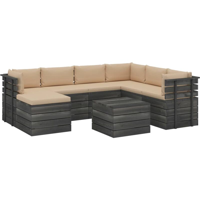 

Muebles de palets para jardín 8 pzas cojines madera maciza pino