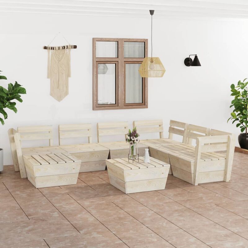 

Muebles de palets para jardín 8 pzas madera de abeto impregnada