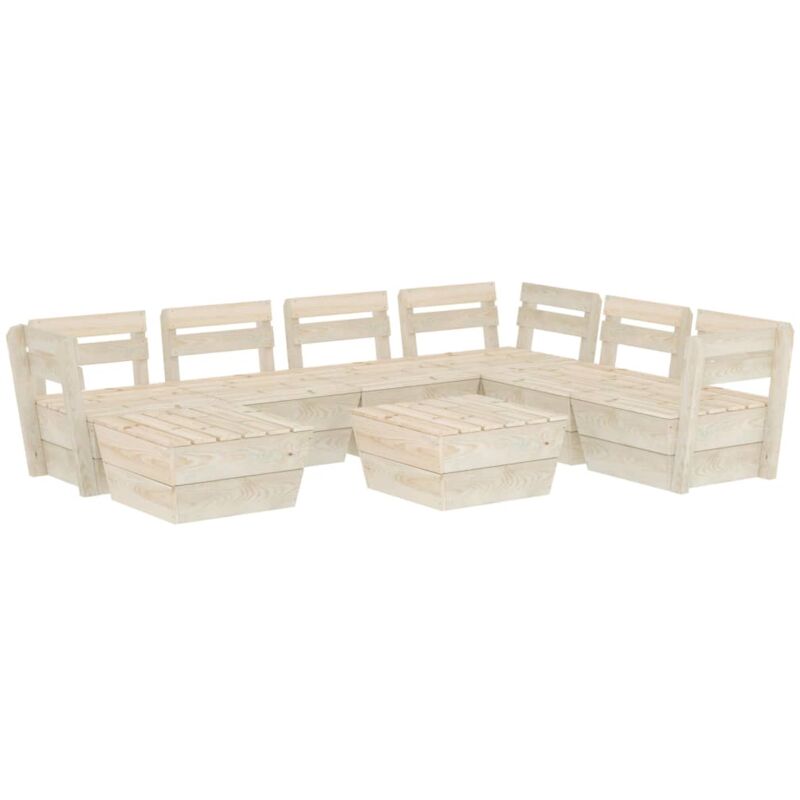 

vidaXL Muebles de palets para jardín 8 pzas madera de abeto impregnada - Beige
