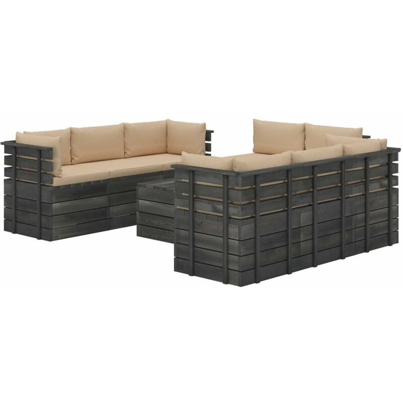 

Muebles de palets para jardin 9 pzas cojines madera maciza pino