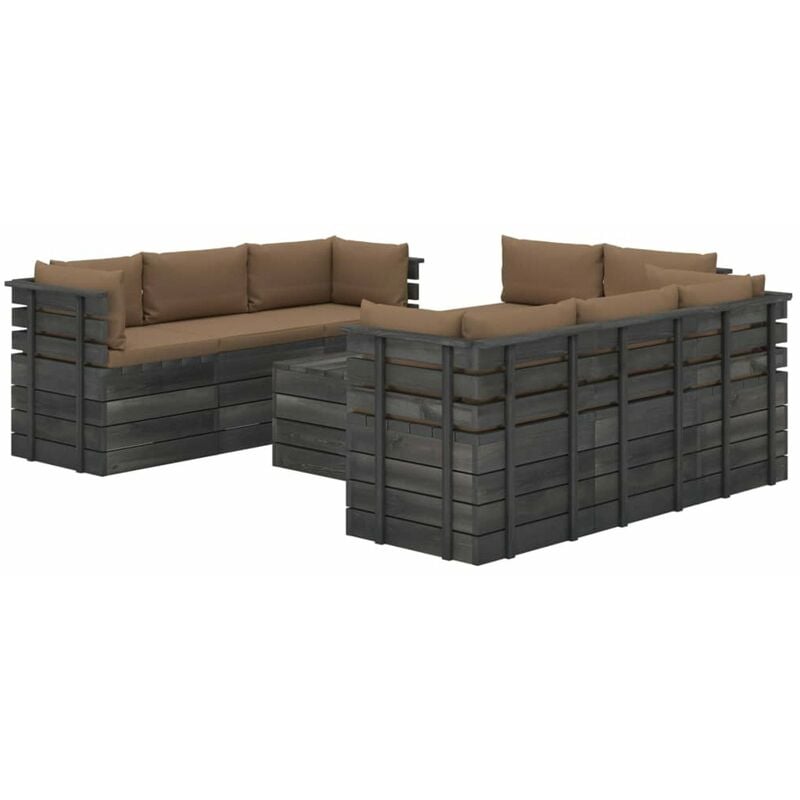 

Muebles de palets para jardin 9 pzas cojines madera maciza pino