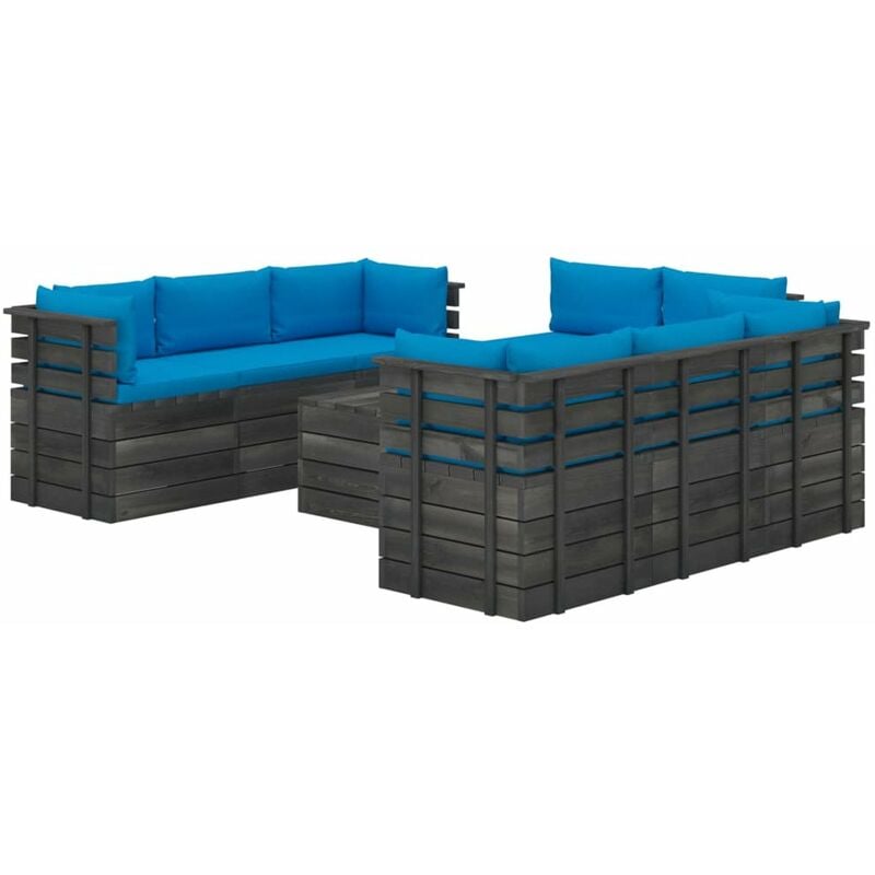 

Muebles de palets para jardin 9 pzas cojines madera maciza pino