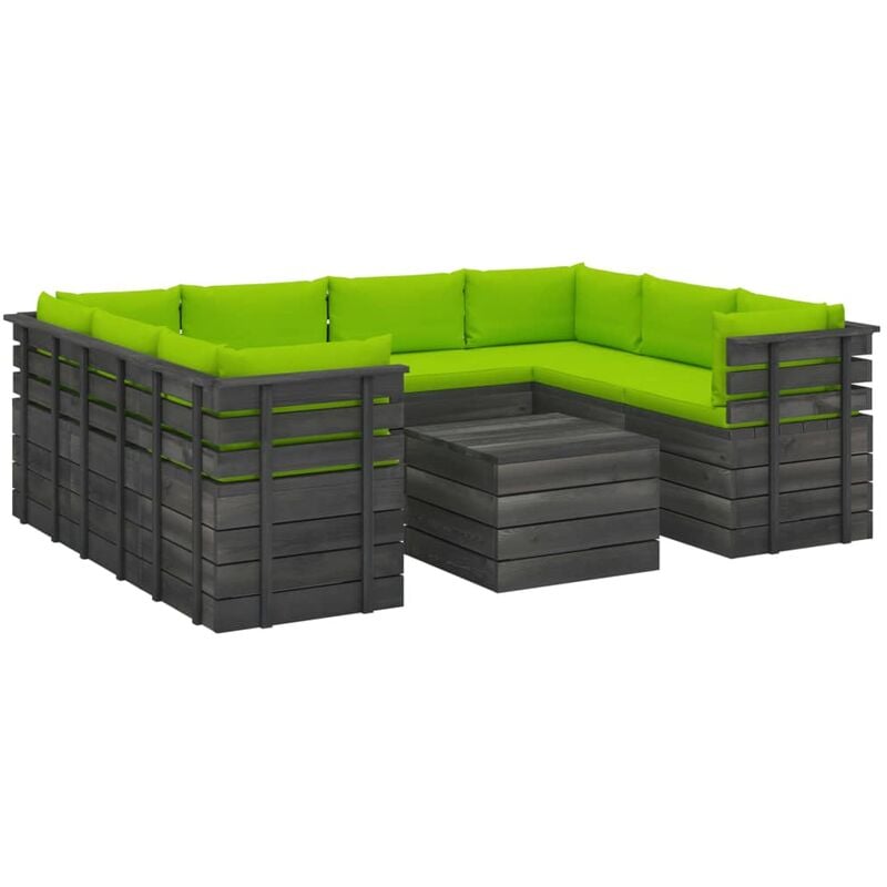 

Muebles de palets para jardín 9 pzas cojines madera maciza pino