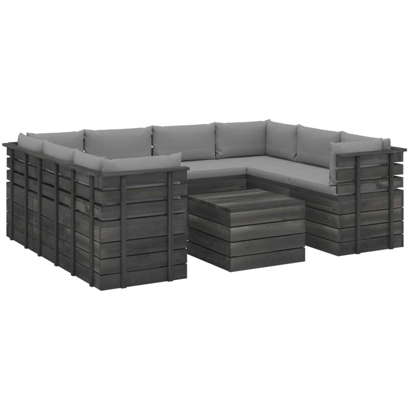 

Muebles de palets para jardín 9 pzas cojines madera maciza pino