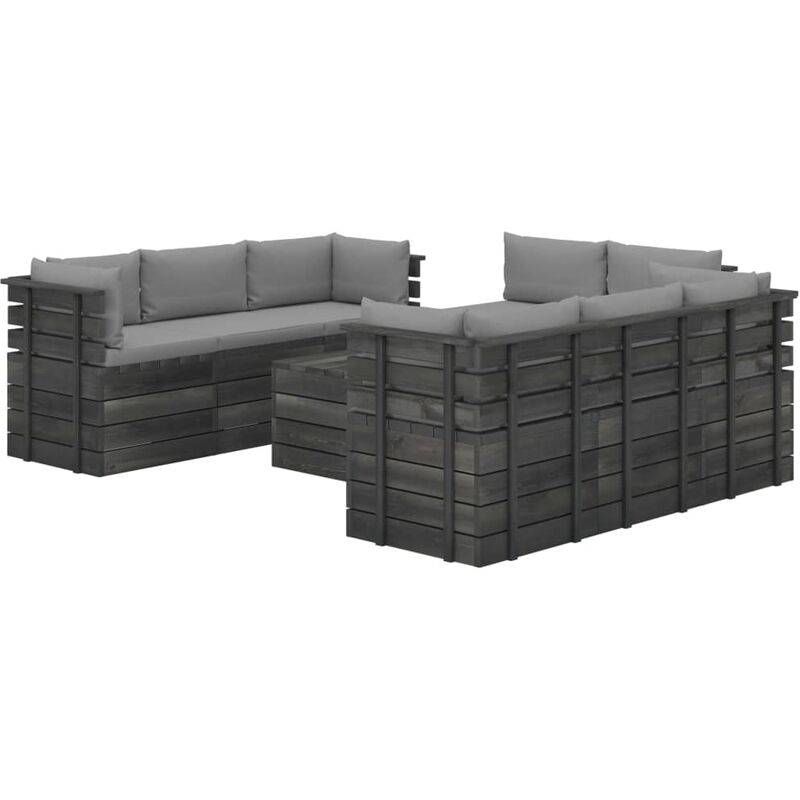 

Muebles de palets para jardín 9 pzas cojines madera maciza pino
