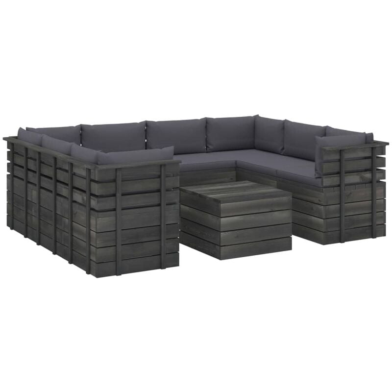 

Muebles de palets para jardín 9 pzas cojines madera maciza pino
