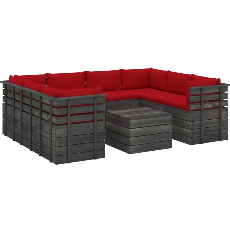 

Muebles de palets para jardín 9 pzas cojines madera maciza pino