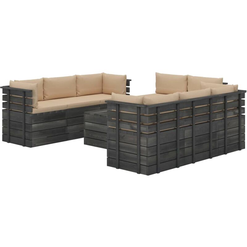 

Muebles de palets para jardín 9 pzas cojines madera maciza pino