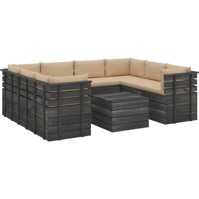 

Muebles de palets para jardín 9 pzas cojines madera maciza pino
