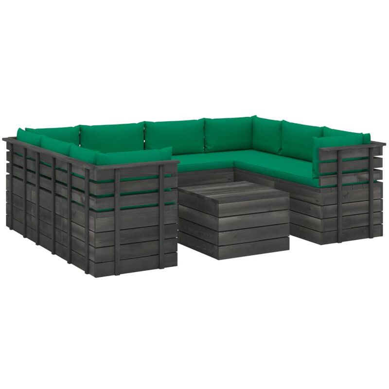 

Muebles de palets para jardín 9 pzas cojines madera maciza pino