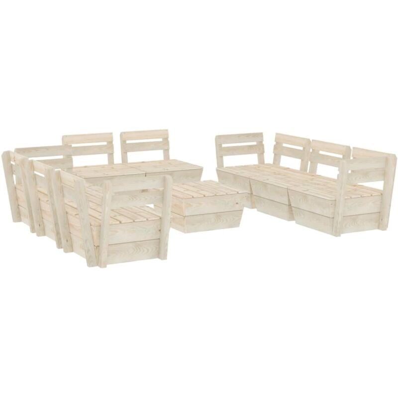 

vidaXL Muebles de palets para jardín 9 pzas madera de abeto impregnada - Beige