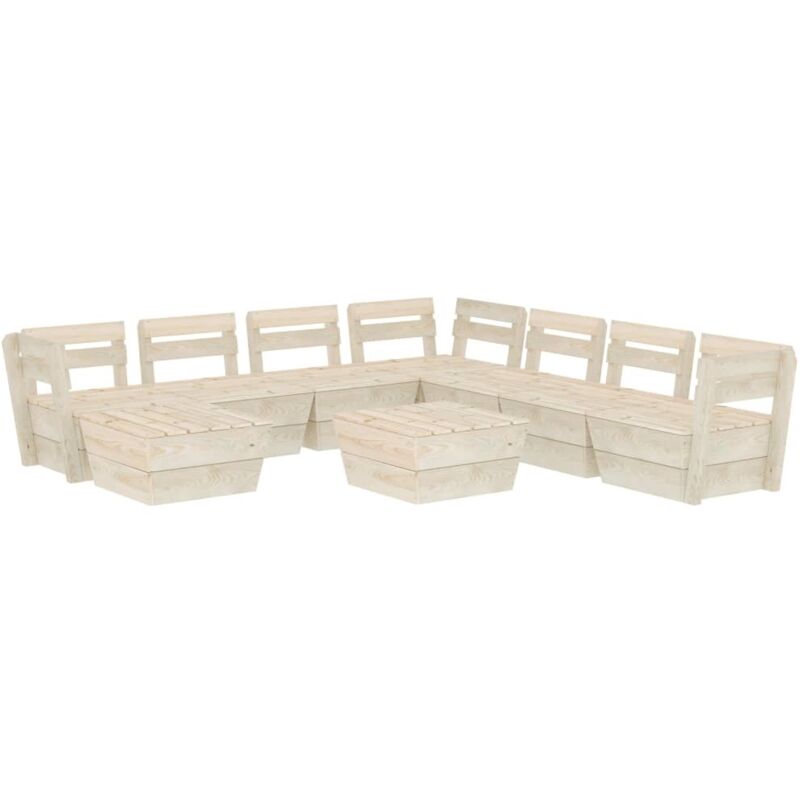 

vidaXL Muebles de palets para jardín 9 pzas madera de abeto impregnada - Beige