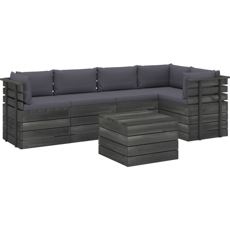 

Muebles de palets para jardín 6 pzas cojines madera maciza pino - Antracita