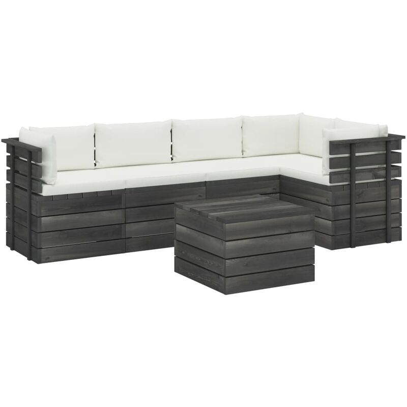 

Muebles de palets para jardín 6 pzas cojines madera maciza pino - Crema
