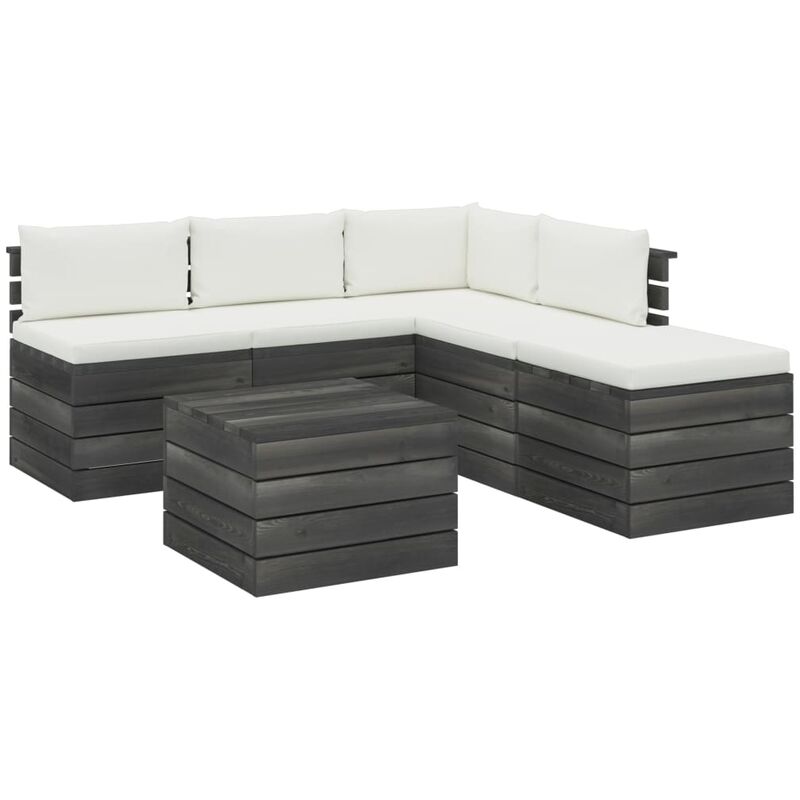 

Muebles de palets para jardín 6 pzas con cojines madera de pino - Crema