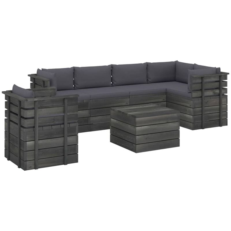 

Muebles de palets para jardín 7 pzas cojines madera maciza pino - Antracita